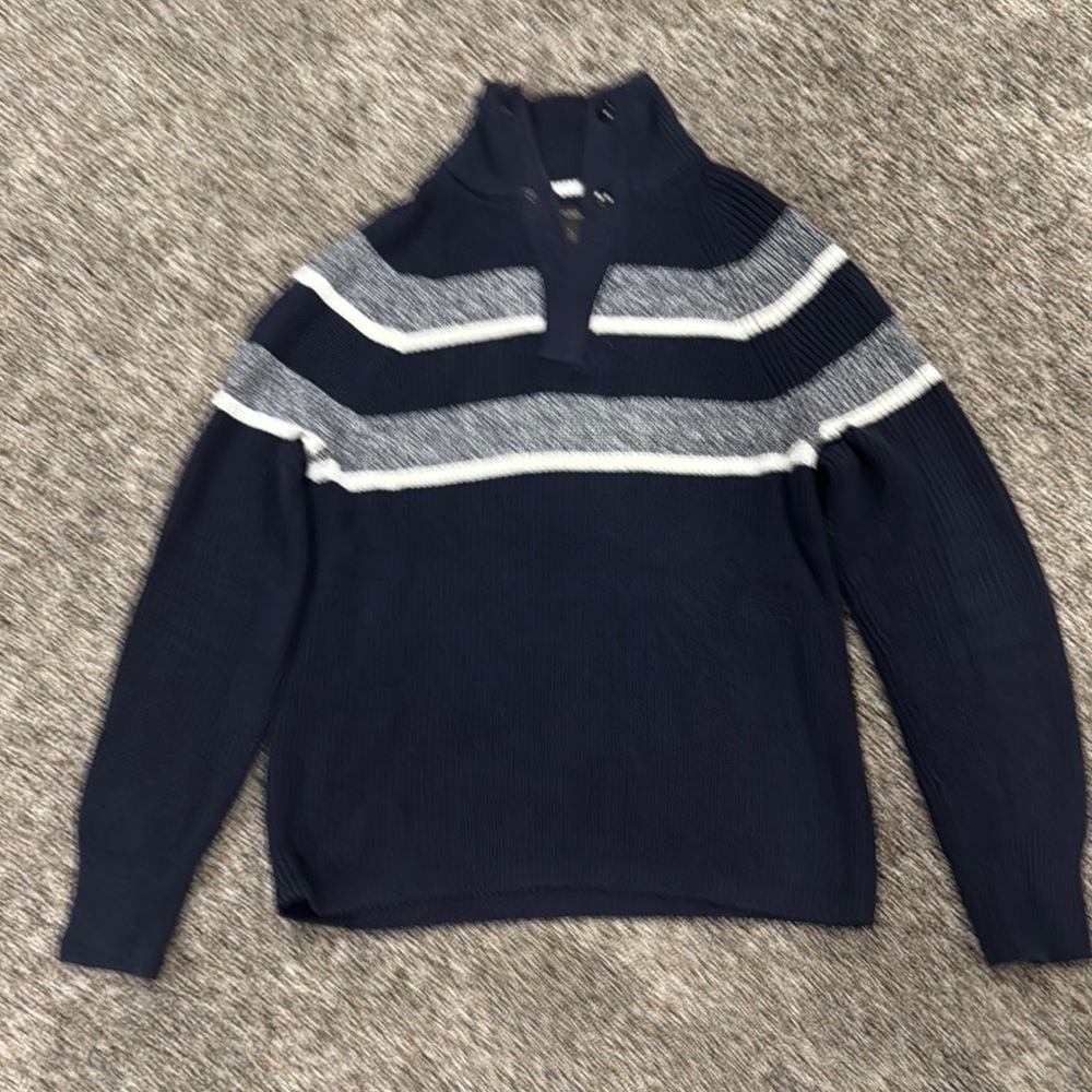 Banana Republic Blue and Gray Zip Up Sweater